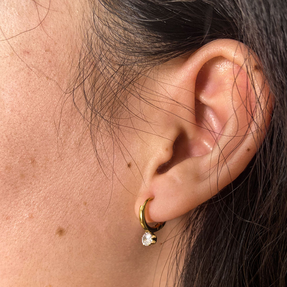 CZ Huggie Earrings | 18K Gold Plated