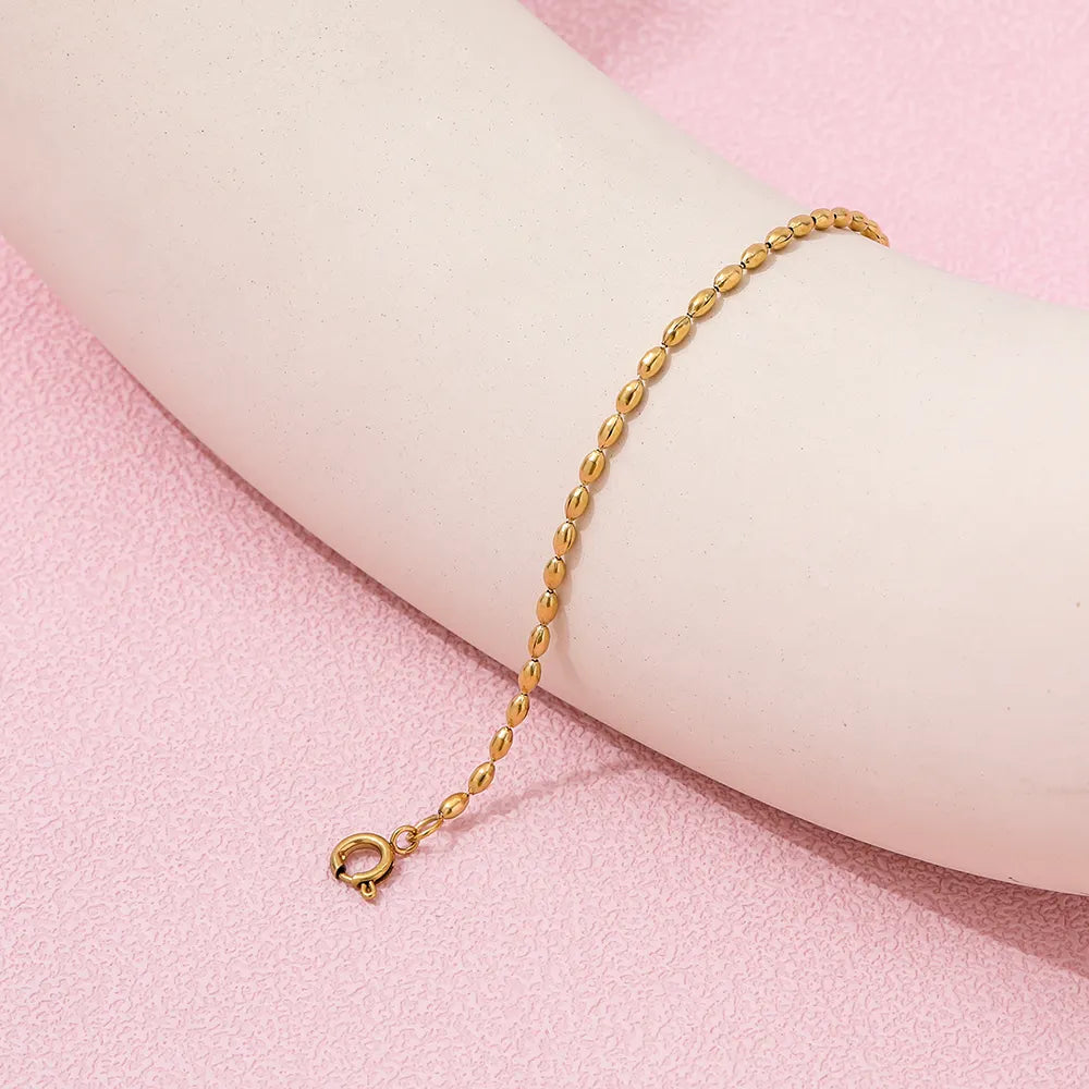 Oval Beads 18K Gold Plated String Bracelet
