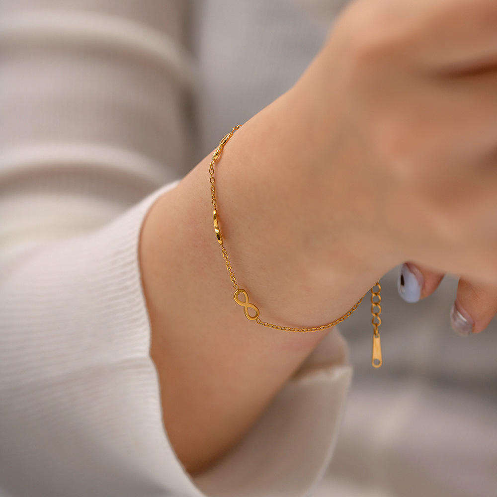 Infinity Sign Necklace and Bracelet | 18K Gold Plated