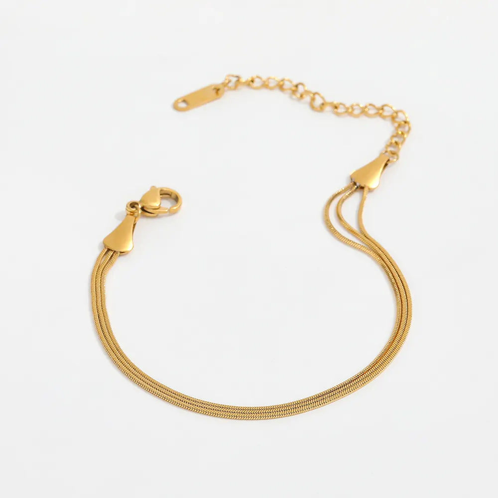 Simple Multilayer 18K Gold Plated Bracelet