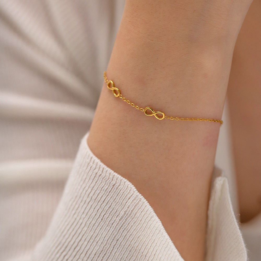 Infinity Sign Necklace and Bracelet | 18K Gold Plated