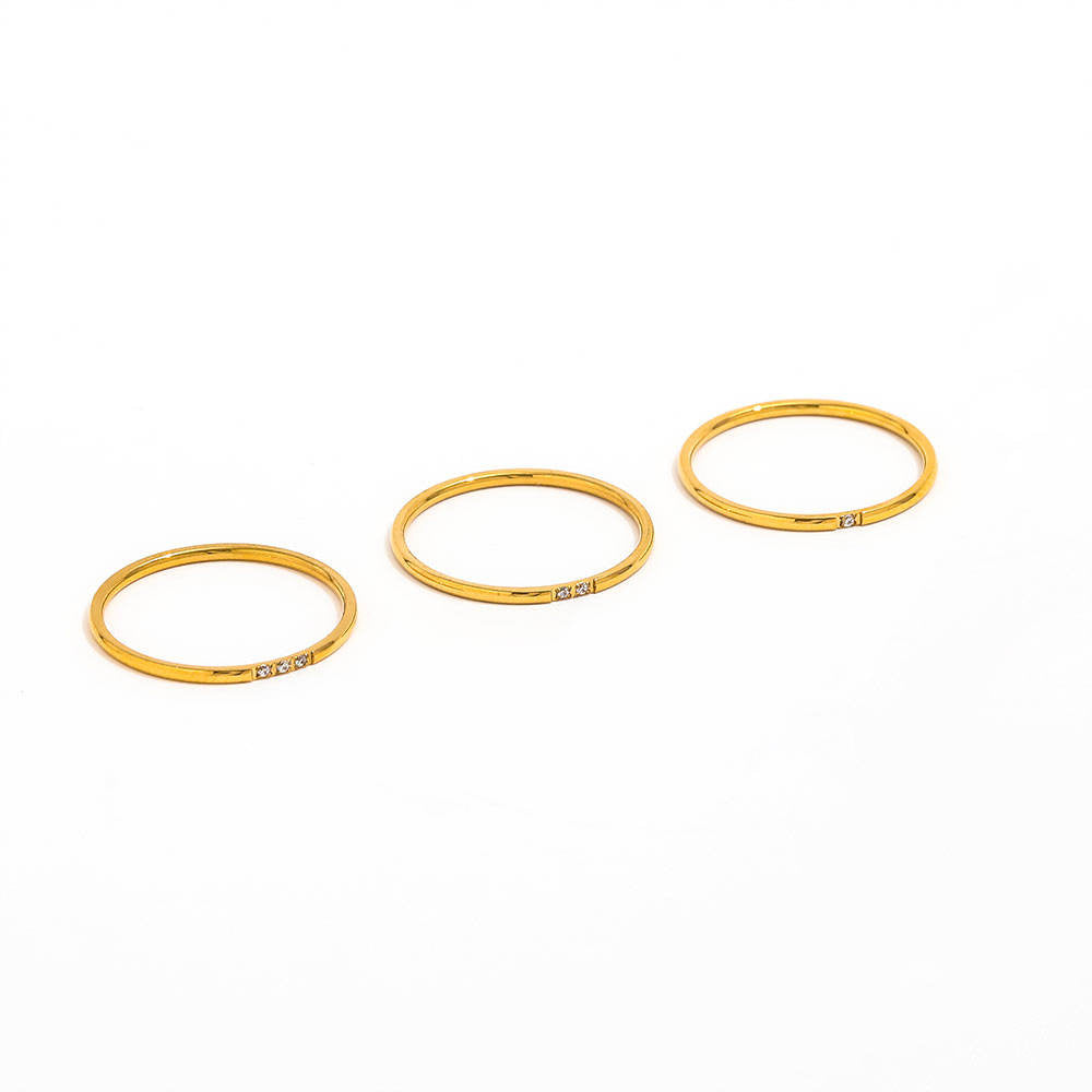 3pcs/set Dainty Zirconia Ring | 18K Gold Plated
