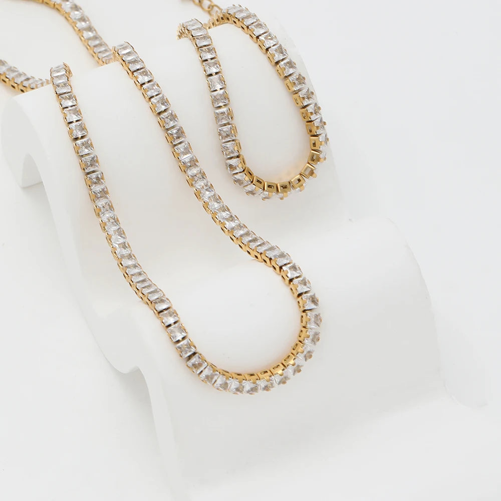 Tennis Cubic Zirconia 18K Gold Plated Set