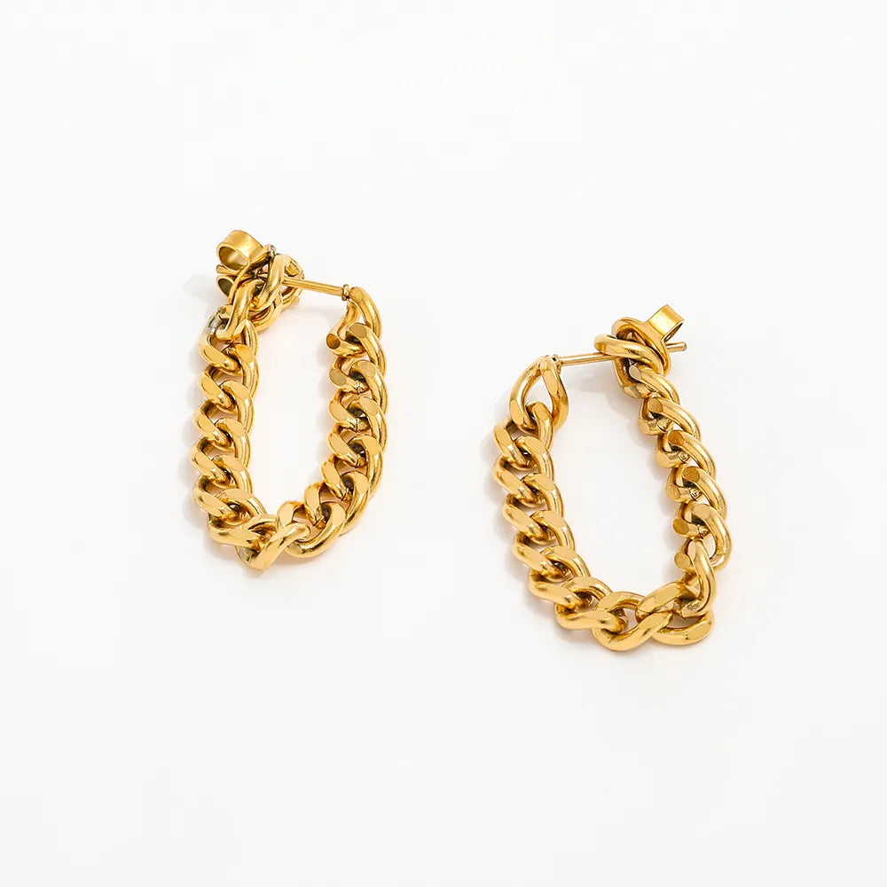 Double Chain 18K Gold Plated Hoop Earrings