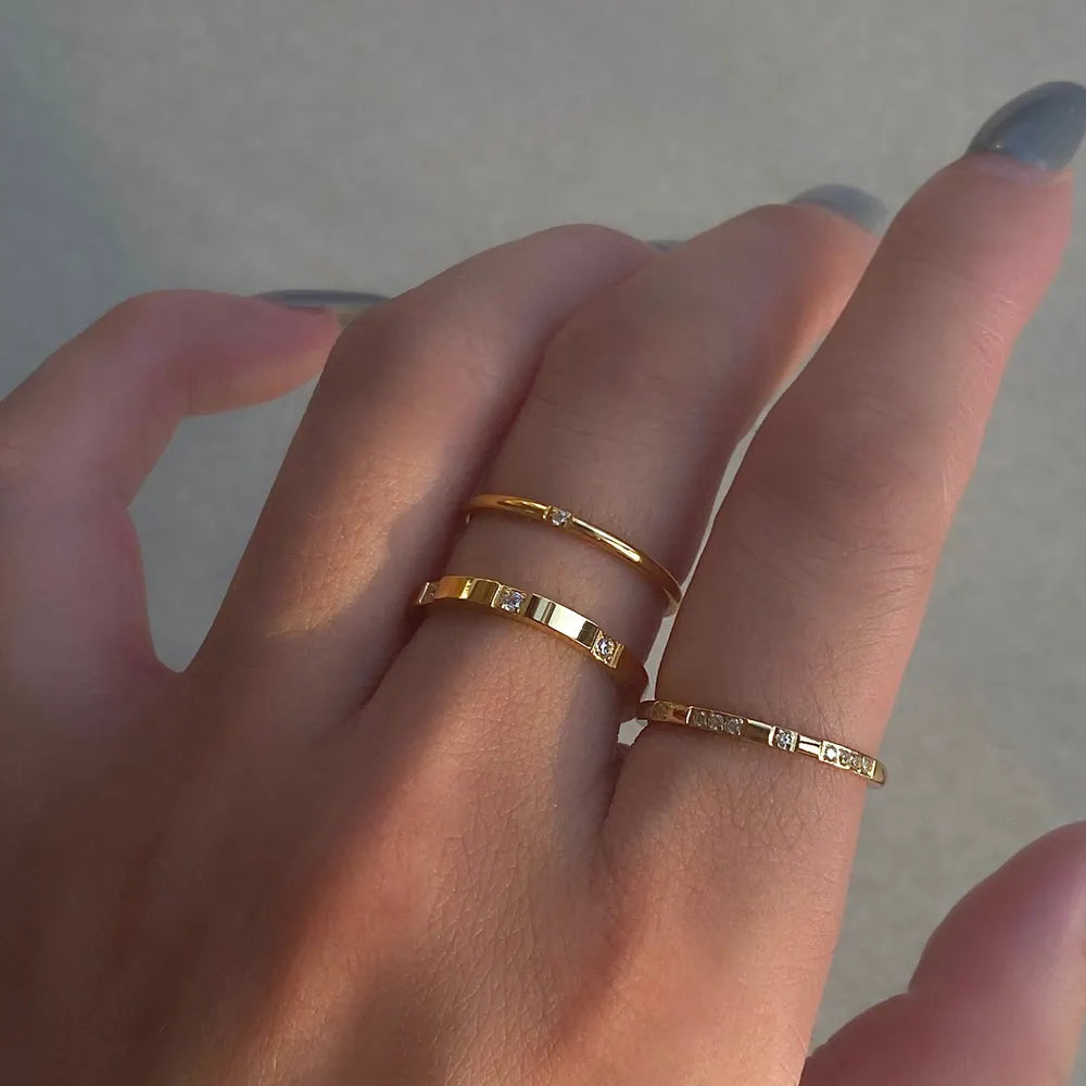 Minimalist Designer CZ 18K Gold Plated Rings