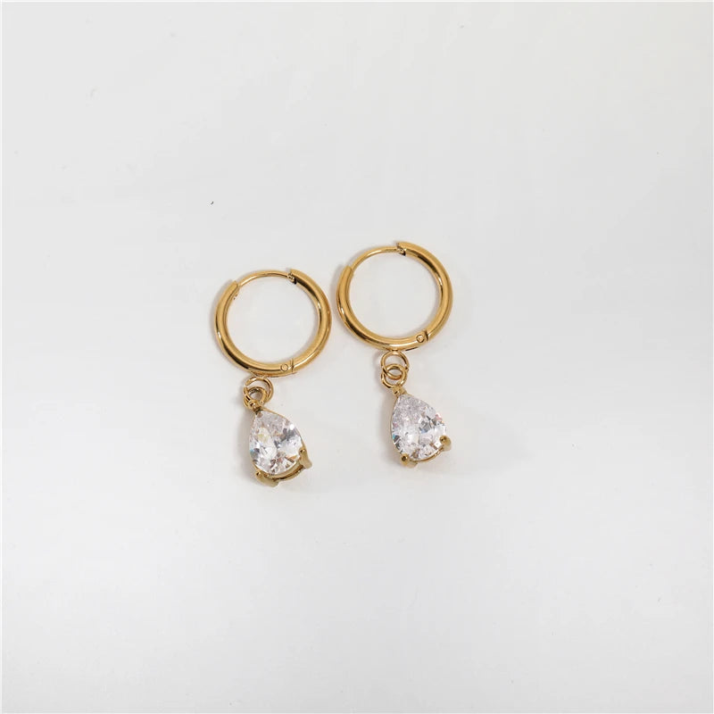 Water Drop 18K Gold Plated Hoop Earrings