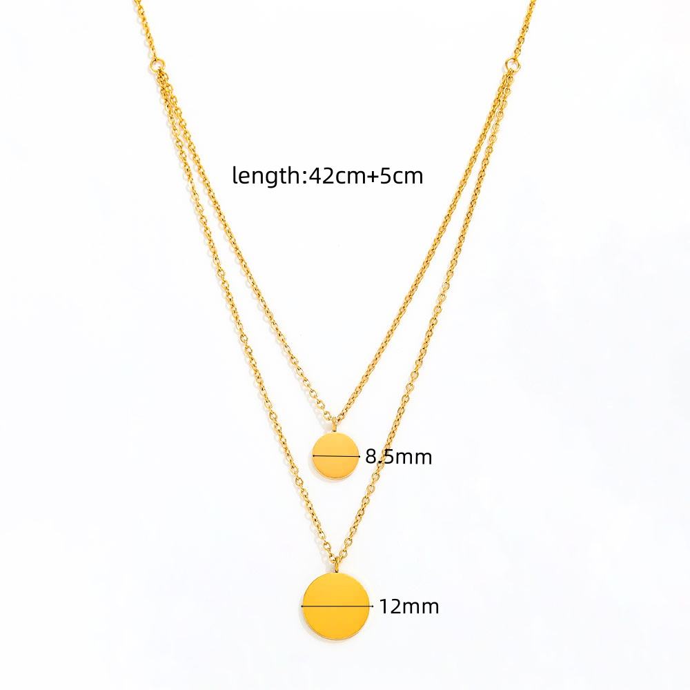 Double-layer Round Pendant Necklace | 18K Gold Plated