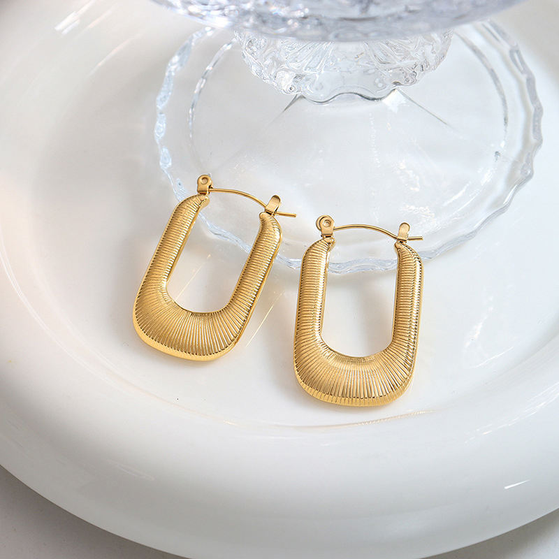 U-shaped 18K Gold Plated Hoop Earrings