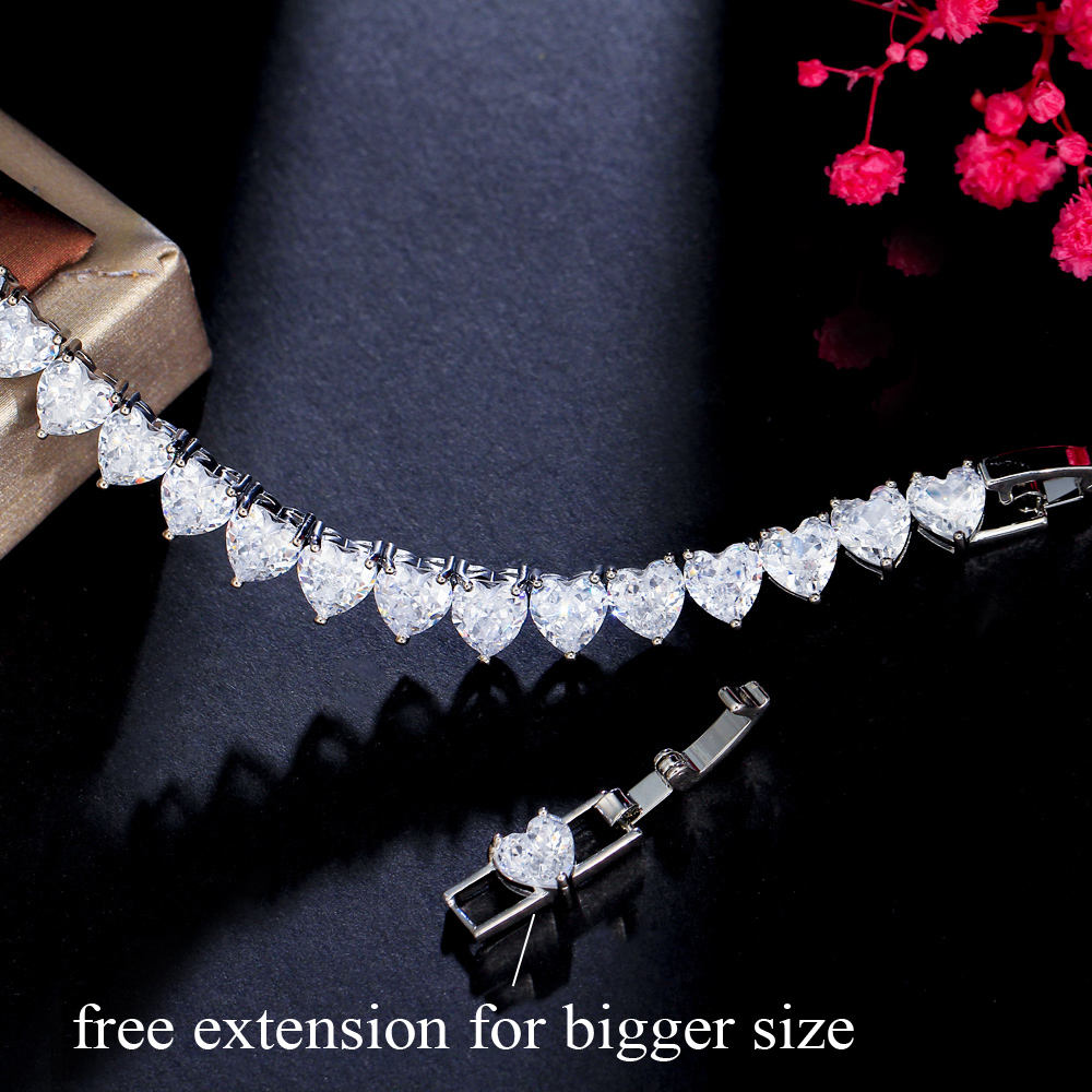 Love Heart Shape Tennis Bracelet | Cubic Zirconia