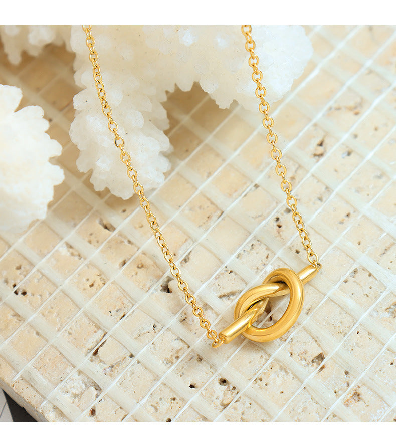 Twisted Circle Heart Knot Necklace