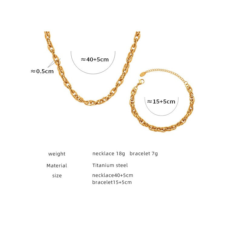 Link Chain Necklace and Bracelet Set