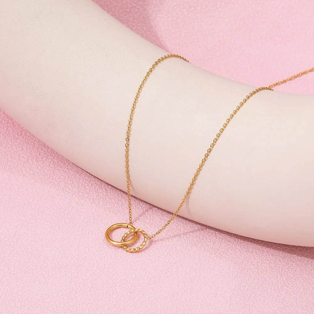 Double Rings Forever 18K Gold Plated Necklace