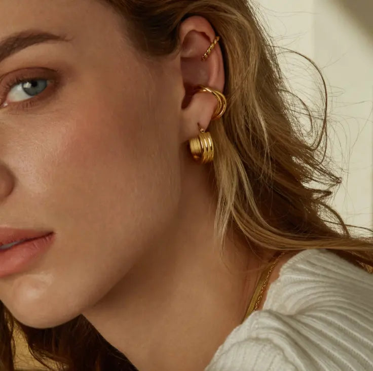Layer Style 18K Gold Plated Hoop Earrings