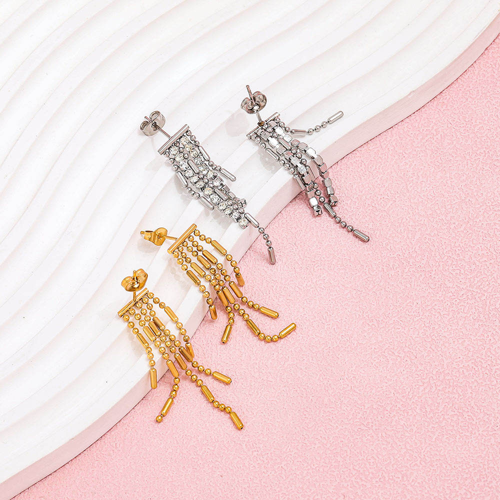 Bead Curtains Tassel Earrings | 18K Gold Plated