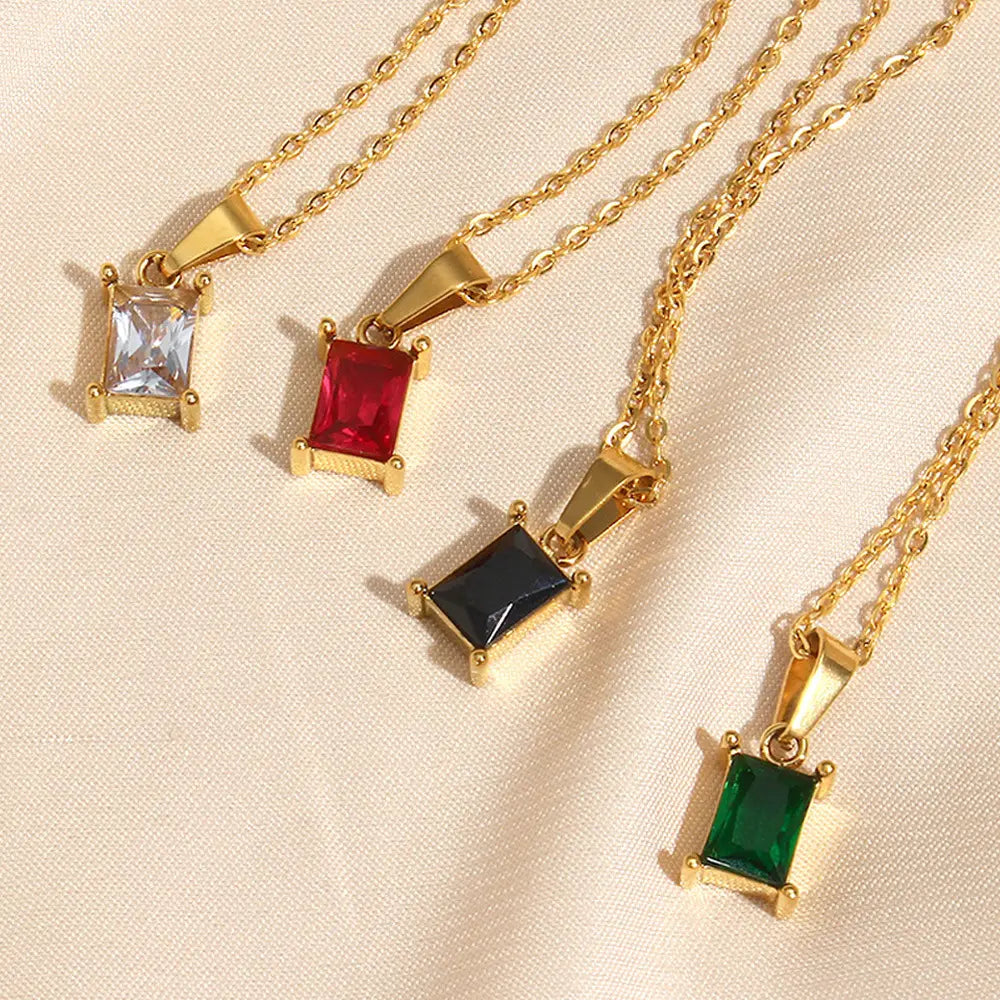 Square 18K Gold Plated Pendant Necklace