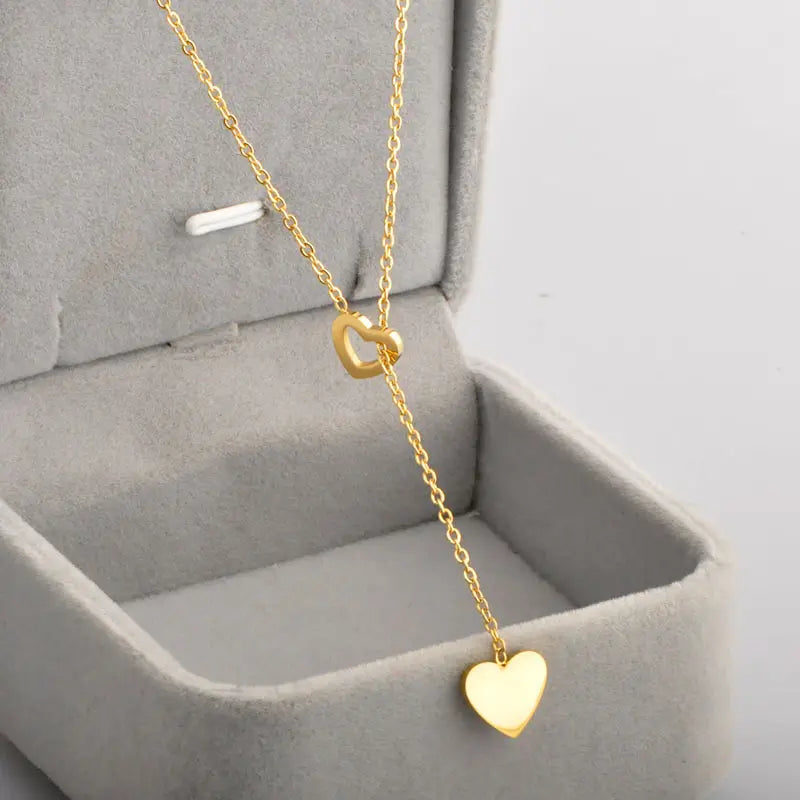 Double Heart 18K Gold Plated Pendant Necklace
