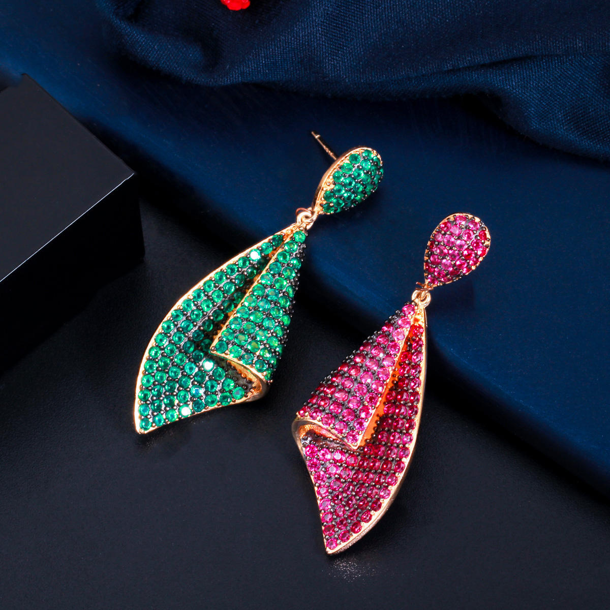 Two Tone Micro Pave Drop Earrings | Cubic Zirconia