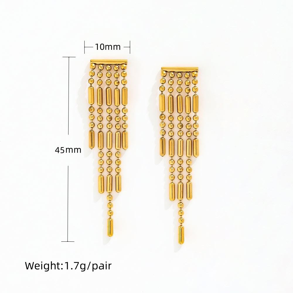 Bead Curtains Tassel Earrings | 18K Gold Plated