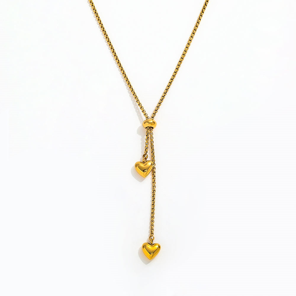 Heart Pendant Tassel Necklace | 18K Gold Plated
