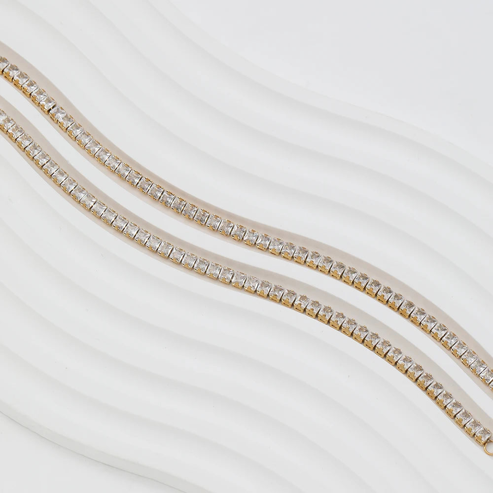 Tennis Cubic Zirconia 18K Gold Plated Set