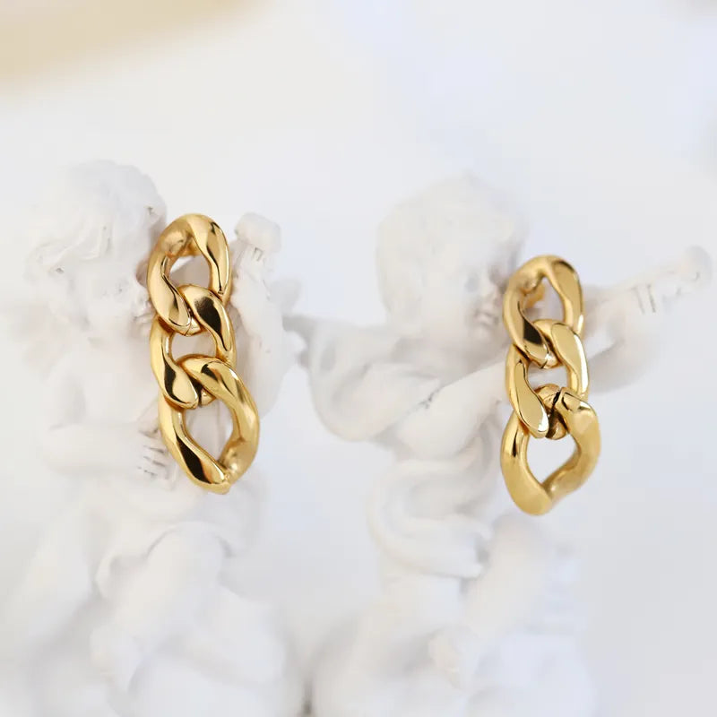 Link Chain 18K Gold Plated Drop Earrings