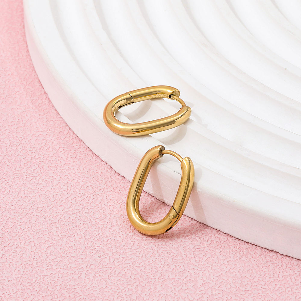 Oval Vintage Hoop Earrings | 18K Gold Plated