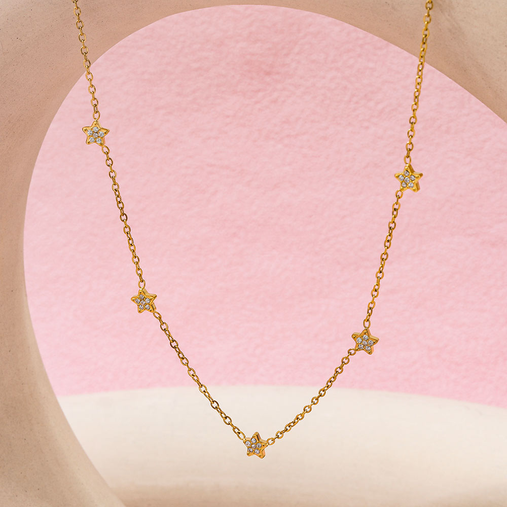 Pentastar CZ Dainty Necklace | 18K Gold Plated