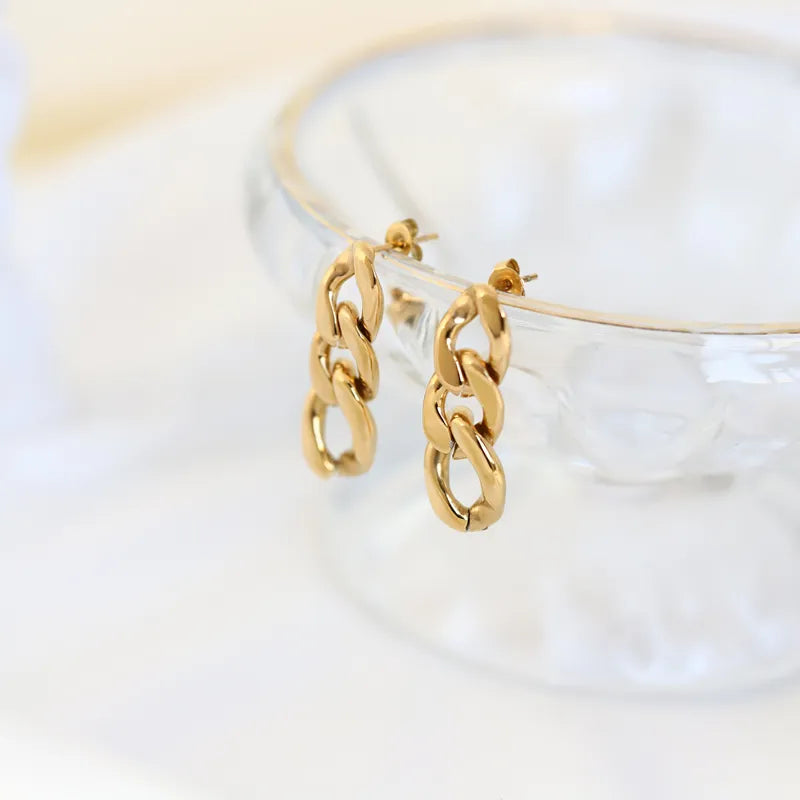 Link Chain 18K Gold Plated Drop Earrings