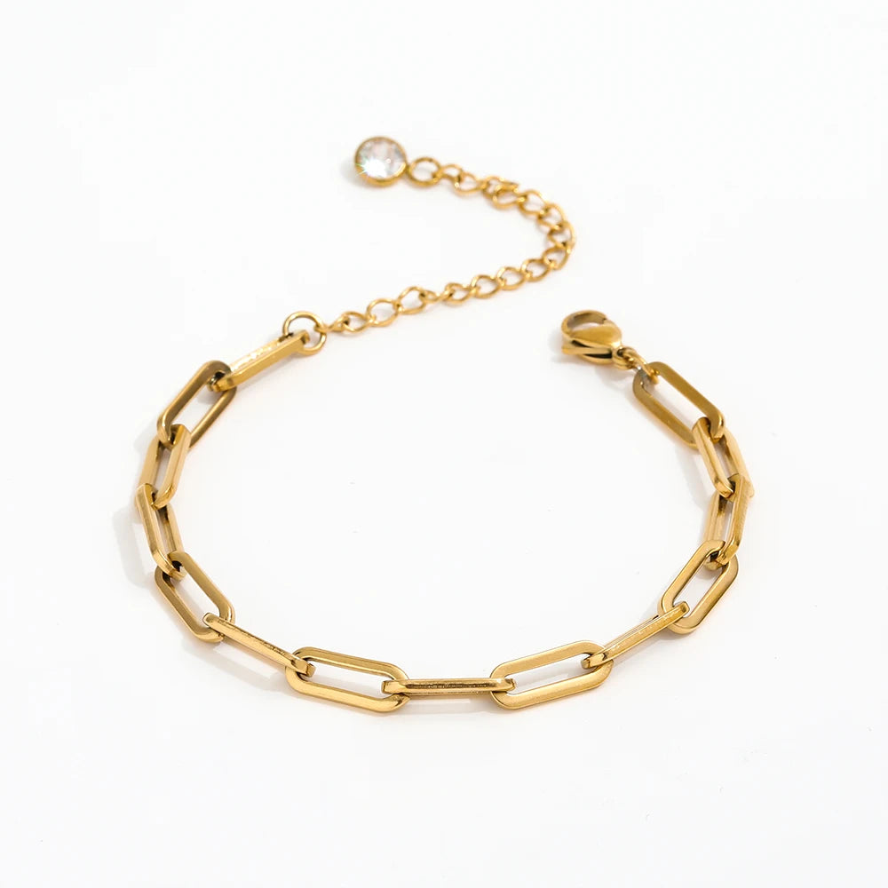 Paper Pin 18K Gold Plated Charm Bracelet