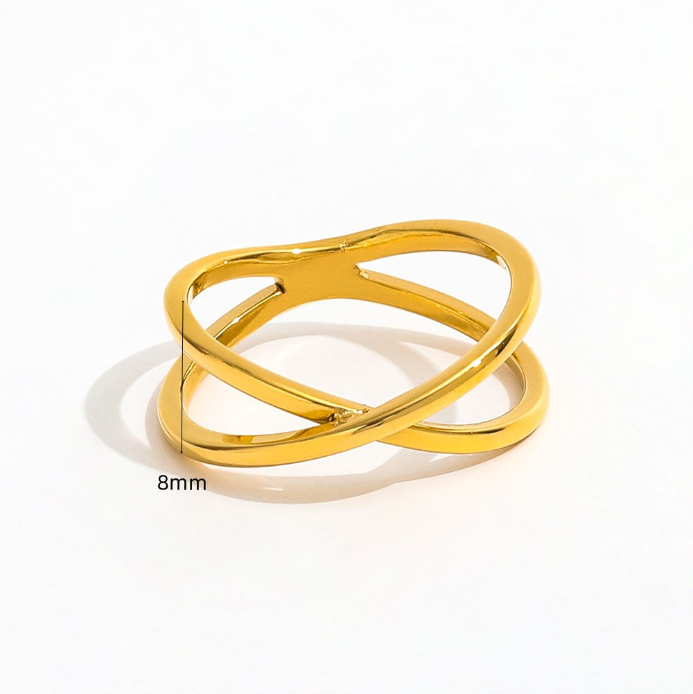 Double-layer Cross Ring | 18K Gold Plated