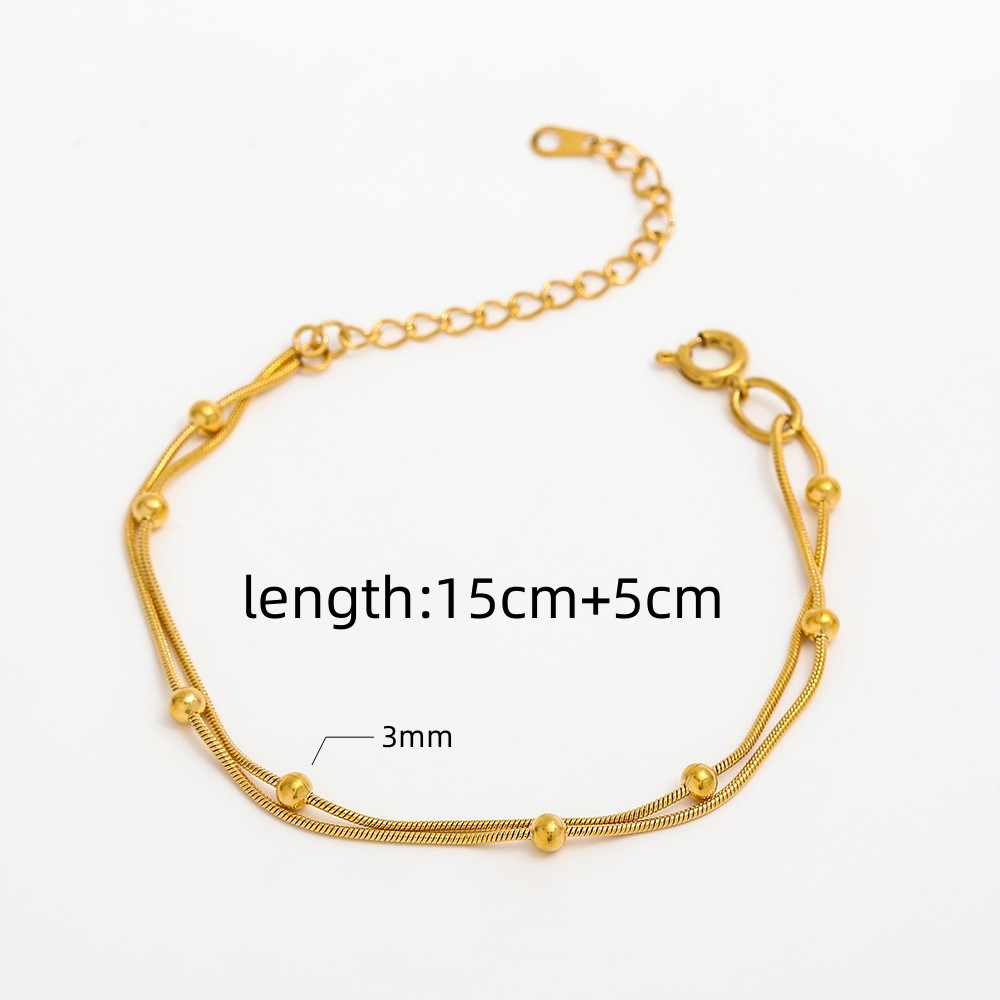 Double Layer Beads Fine Bracelet | 18K Gold Plated