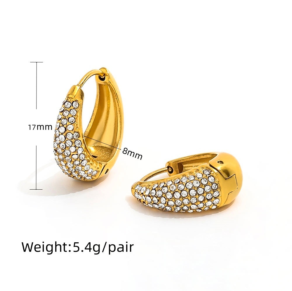 CZ Pave Huggie Earrings | 18K Gold Plated