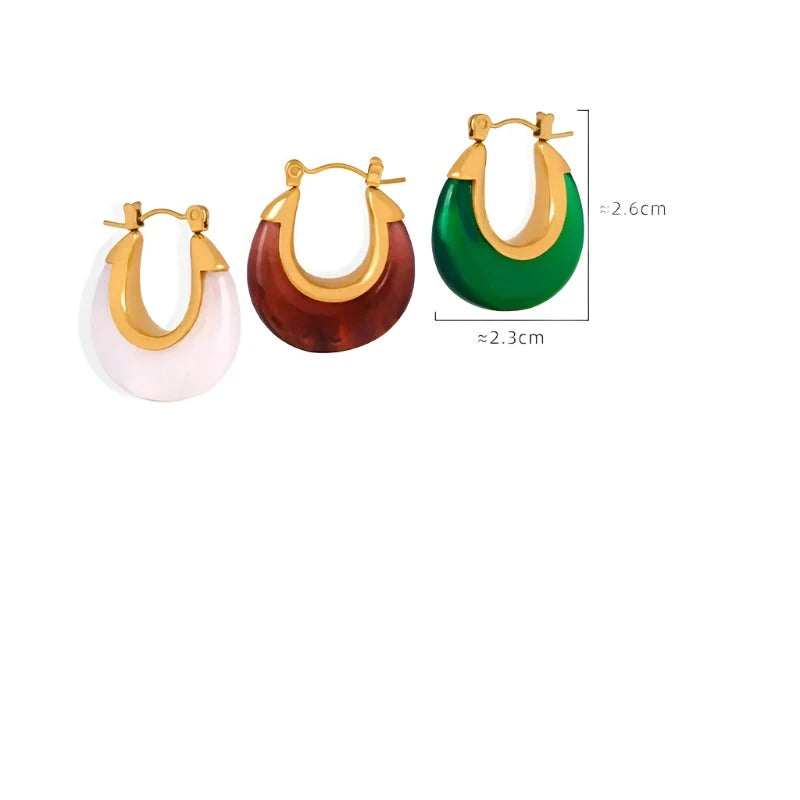 Resin Vintage 18K Gold Plated Hoop Earrings