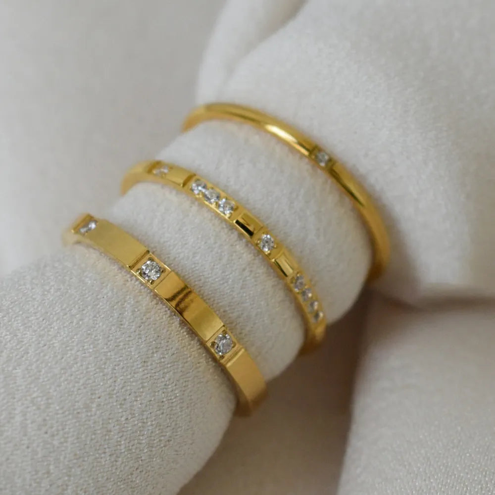 Minimalist Designer CZ 18K Gold Plated Rings