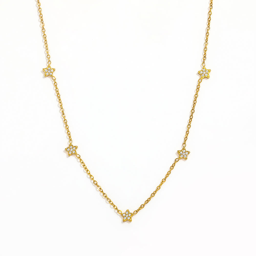 Pentastar CZ Dainty Necklace | 18K Gold Plated