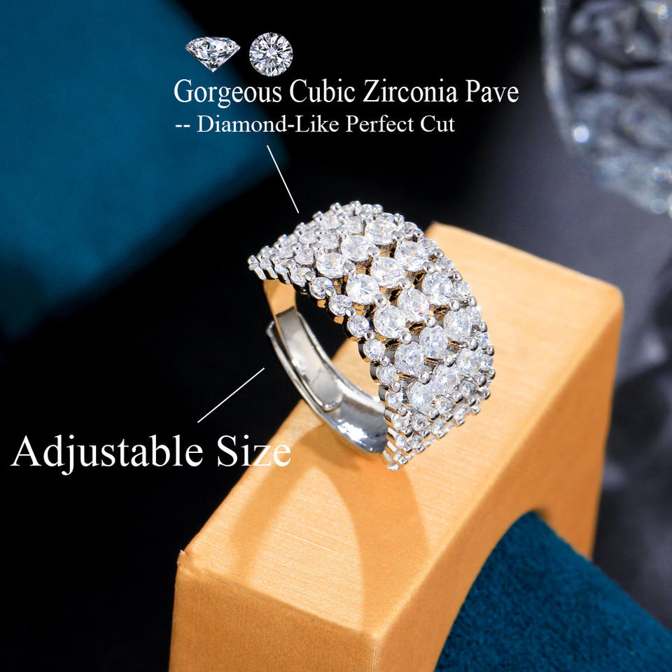 Tennis Paved Adjustable CZ Ring