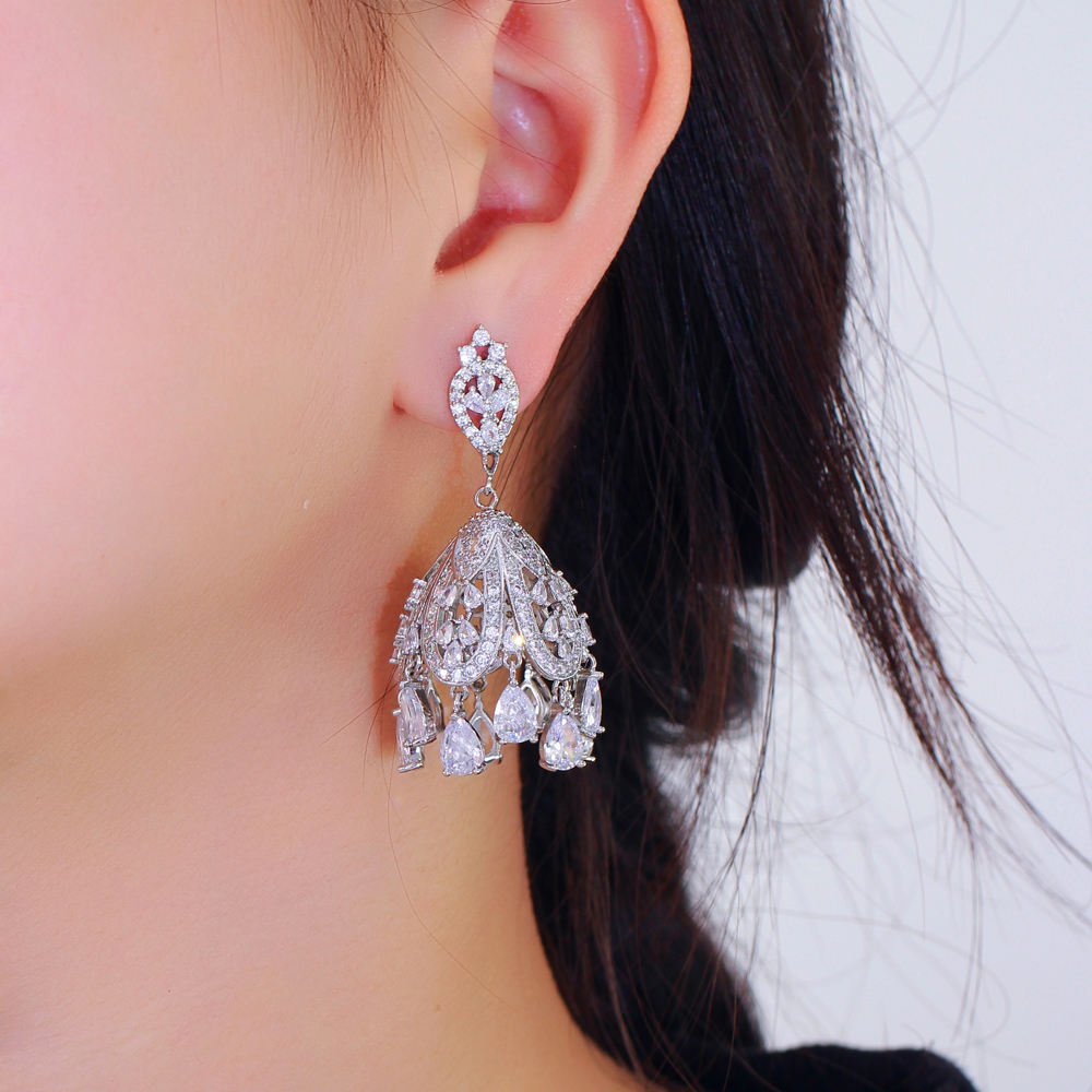 Bell Shape Chandelier Earrings | Cubic Zirconia