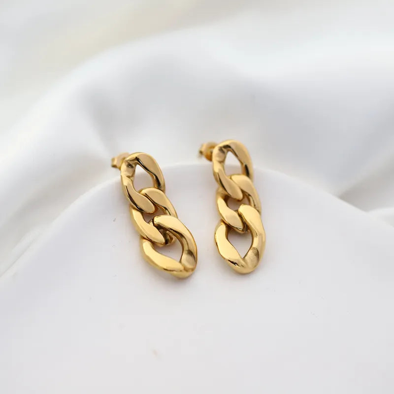 Link Chain 18K Gold Plated Drop Earrings