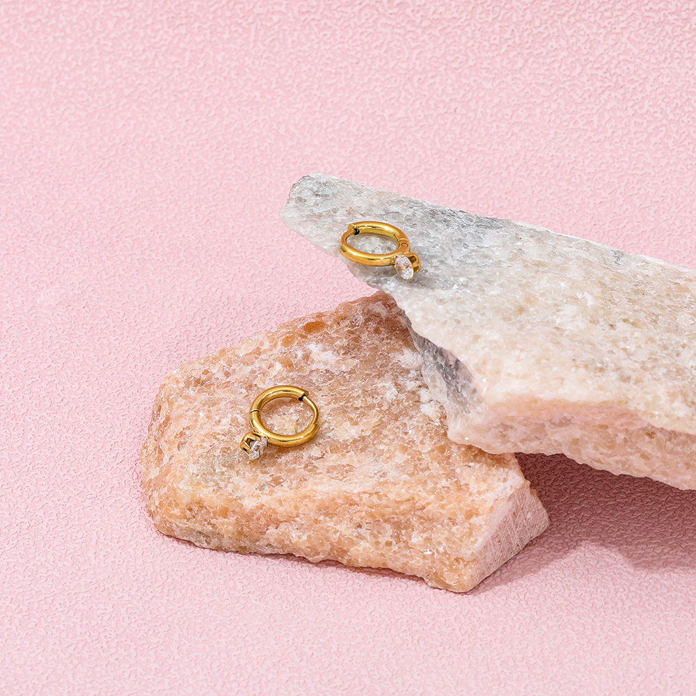 CZ Huggie Earrings | 18K Gold Plated