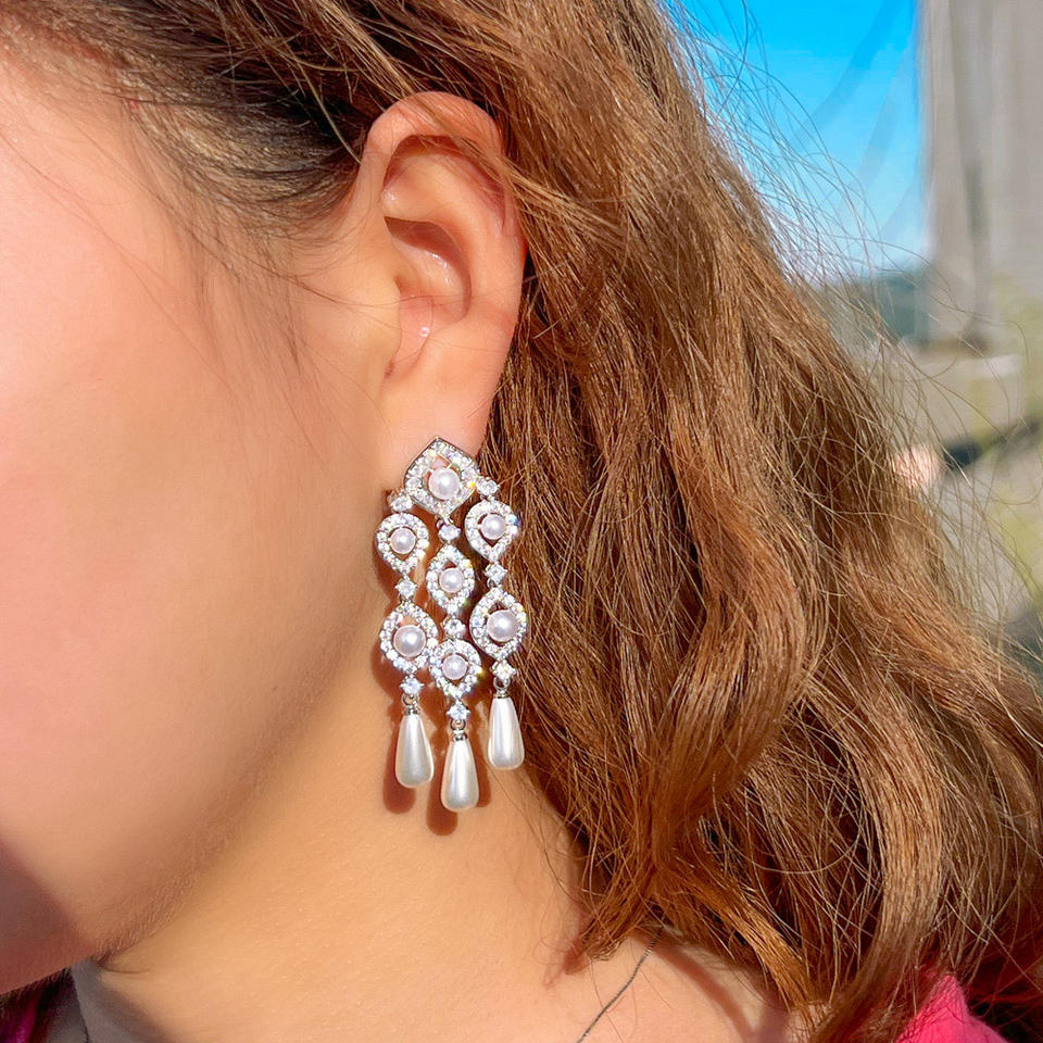 Chandelier Cubic Zirconia Drop Dangle Earrings