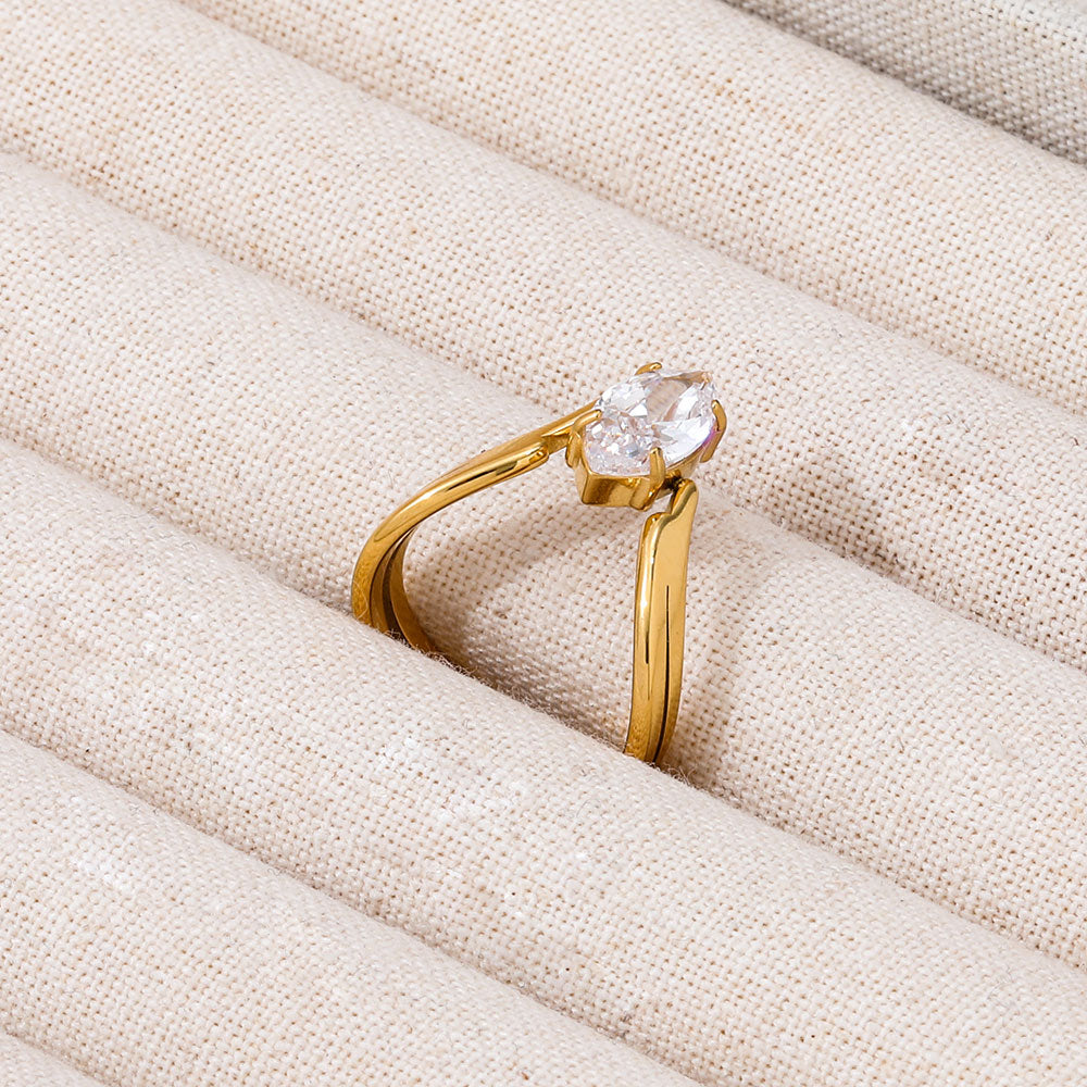 Double-layer CZ Ring | 18K Gold Plated