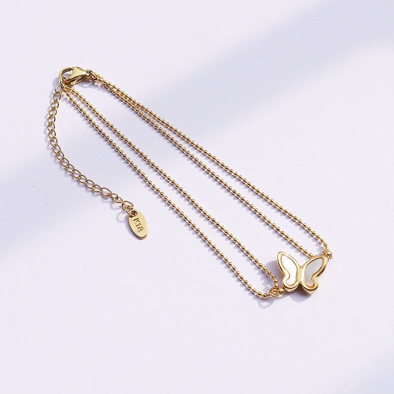 White Seashell Butterfly Anklet