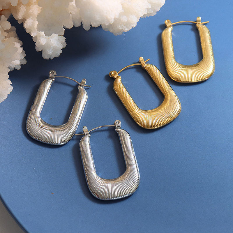 U-shaped 18K Gold Plated Hoop Earrings