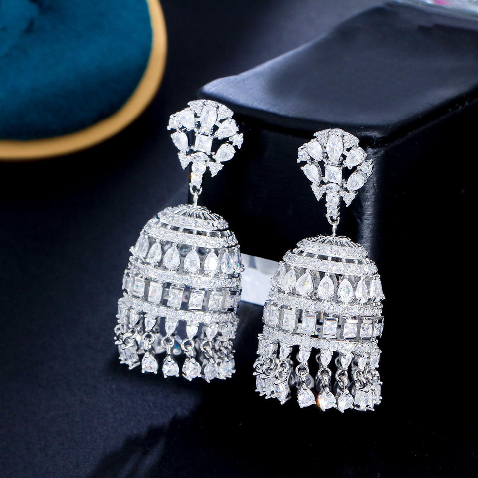 Chunky Cubic Zirconia Chandelier Earrings