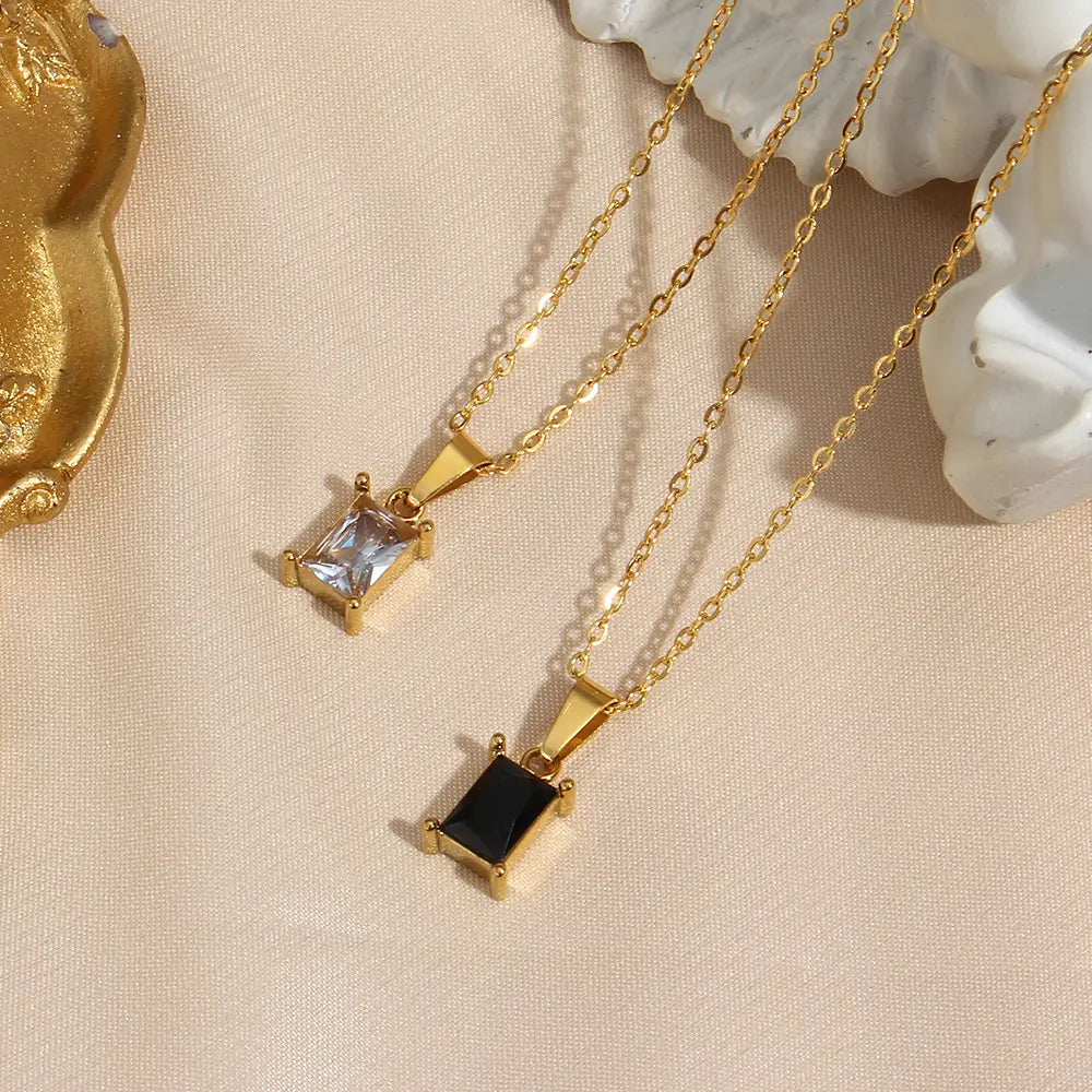 Square 18K Gold Plated Pendant Necklace