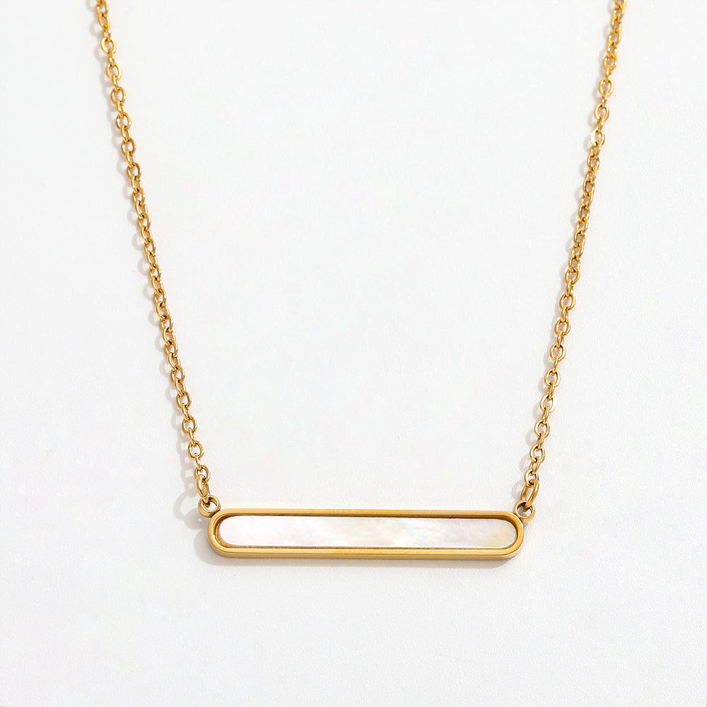 Shell Bar Pendant Necklace | 18K Gold Plated