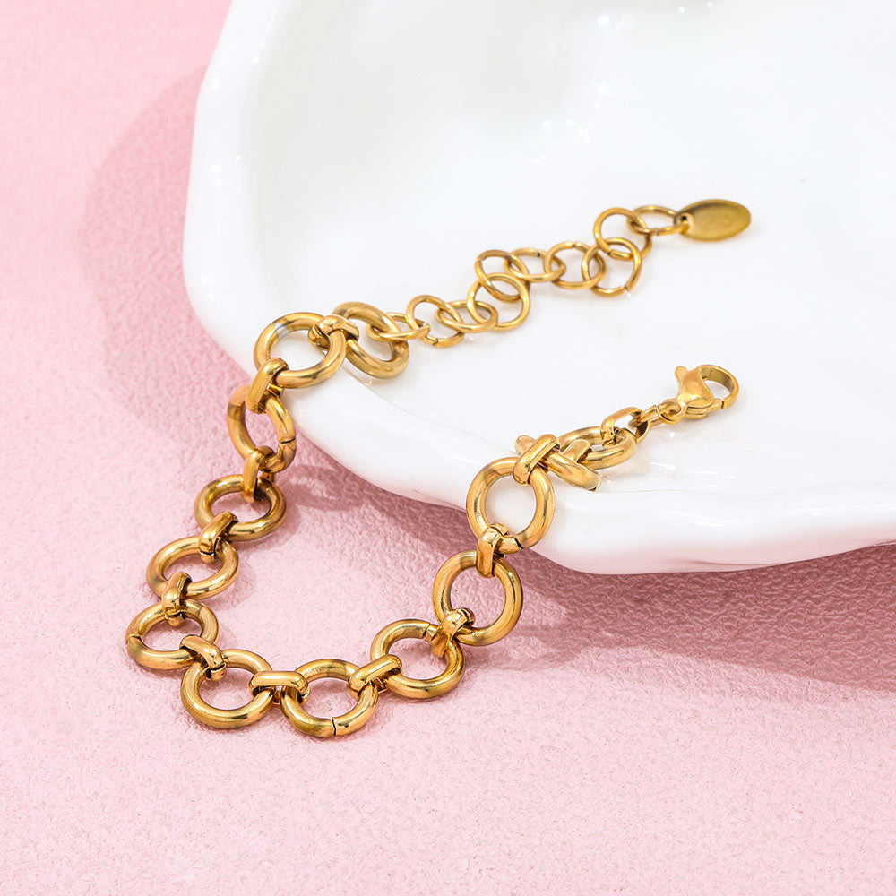 Round Circle Chain Bracelet | 18K Gold Plated