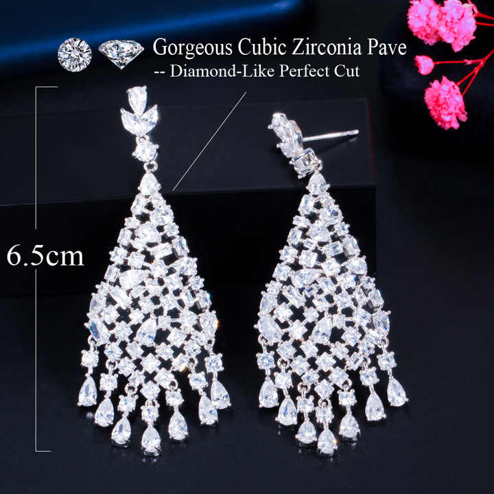 Long Chandelier Earrings | Cubic Zirconia
