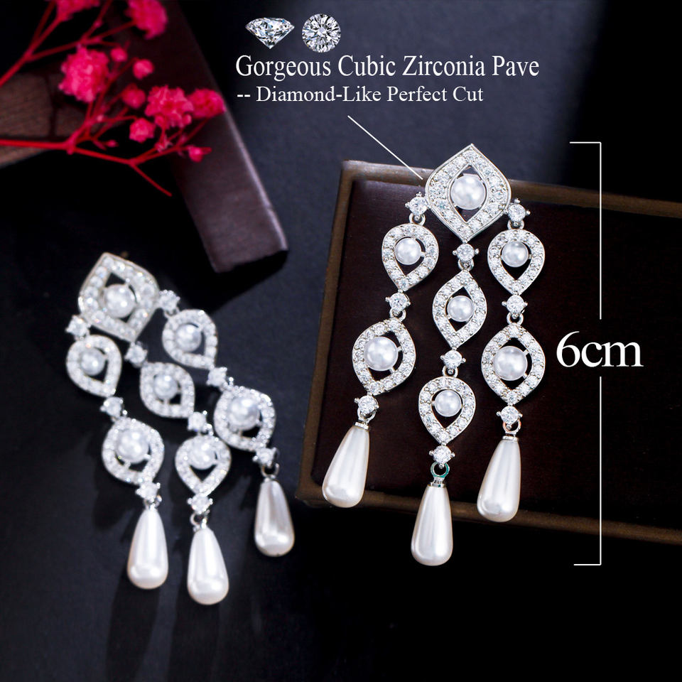 Chandelier Cubic Zirconia Drop Dangle Earrings
