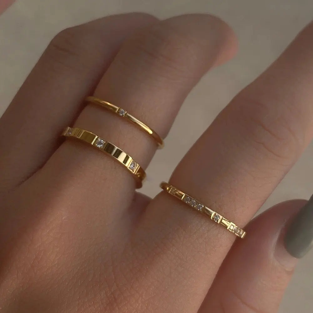 Minimalist Designer CZ 18K Gold Plated Rings